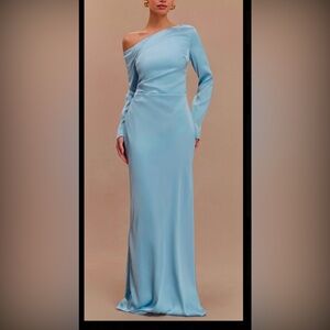 Elegant Blue Long Sleeve Dress